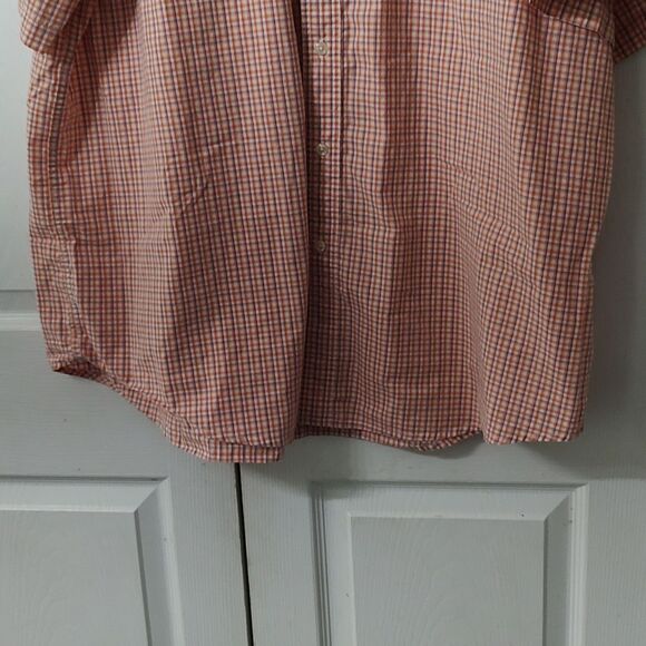 Chaps Easy Care orange white blue short sleeve button down shirt  Sz 2XB (Sz 44) - Picture 2 of 7